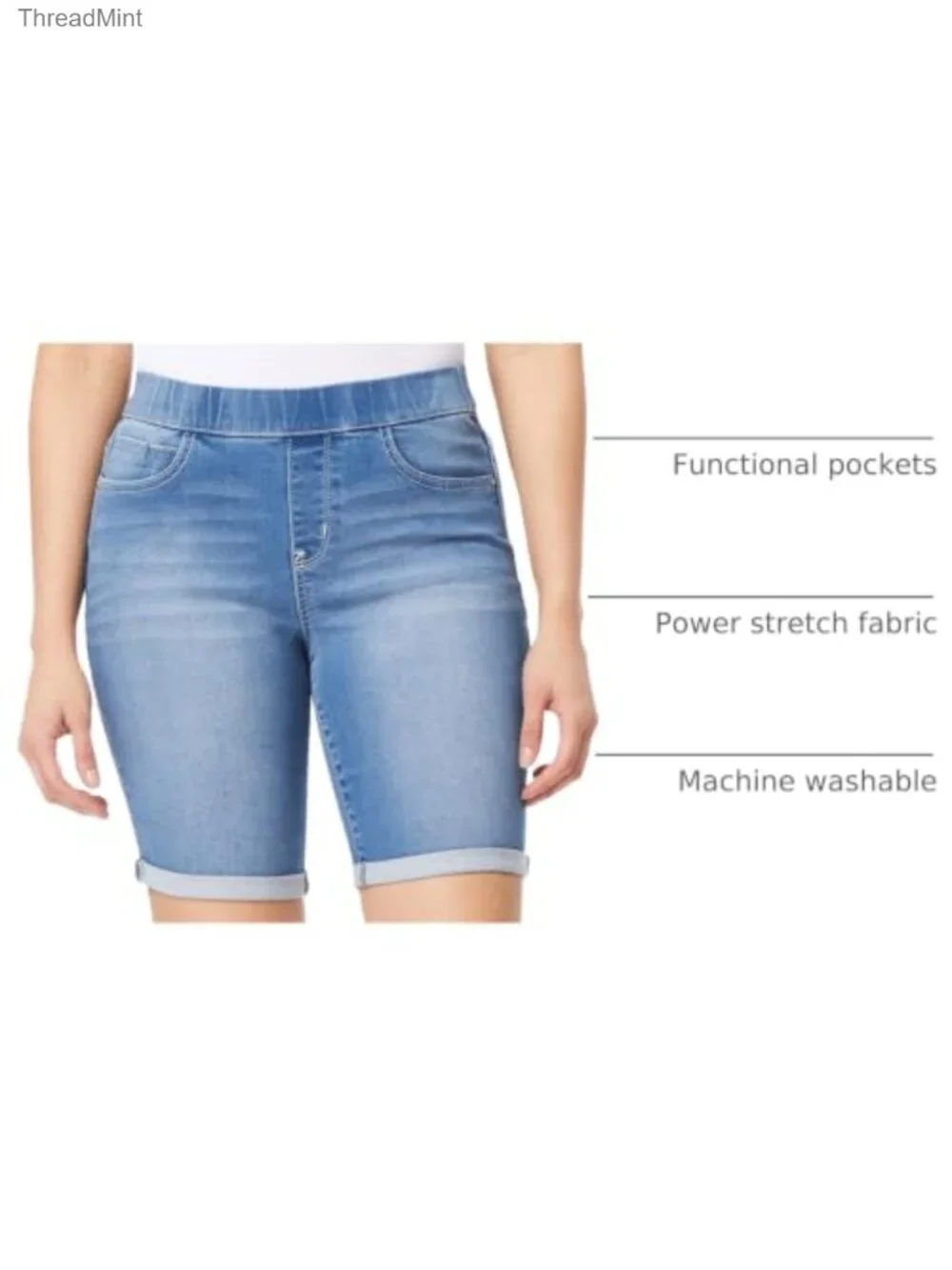 High-Rise Pull-On Bermuda Denim Shorts 9
